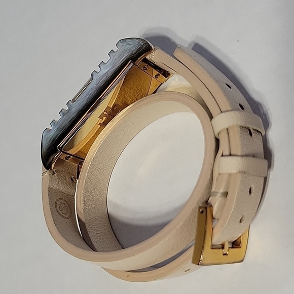 Tory Burch Gold Tan Leather Wrap Around Fitbit Bracelet/ Bangle - Picture 3 of 10